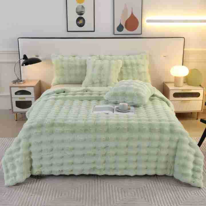 Casual Solid Color rabbit fur blanket Bedding