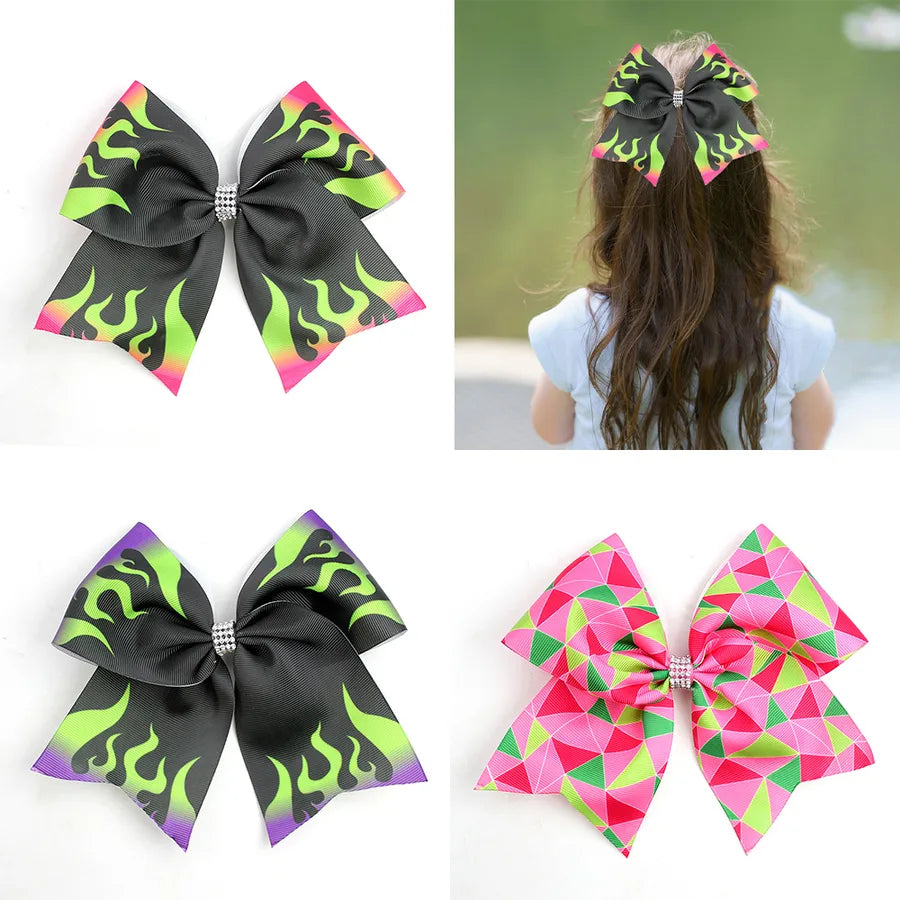 Wicked Pink and Green Bow Magic Wicked Witch Flame Hair Accessories Headdress Kidsren Girls Cheerleading Hairpins