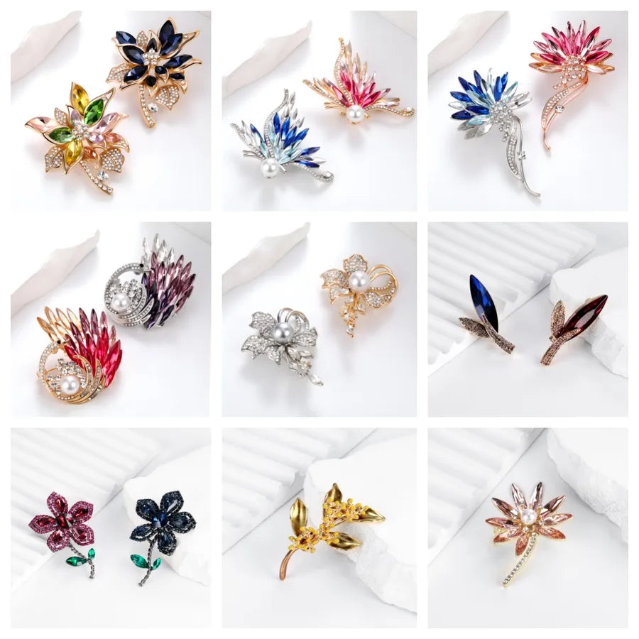 Elegant Pearl Alloy Flower Brooch Pin Women's Personality Design Lapel Pin Cute Romantic Animal Floral Pattern Office Selfie Suitable All Seasons