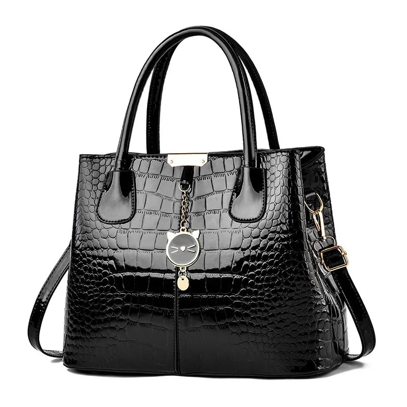 Bright Leather Women's Handbag  Autumn and Winter New Fashionable Mother's Bag Large Capacity Embossed Shoulder Crossbody Bag for Women