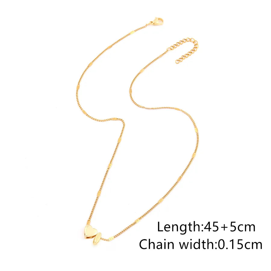 Wholesale Jewelry Simple Style Classic Style Letter Heart Shape 201 Stainless Steel Copper Pendant Necklace cable chain