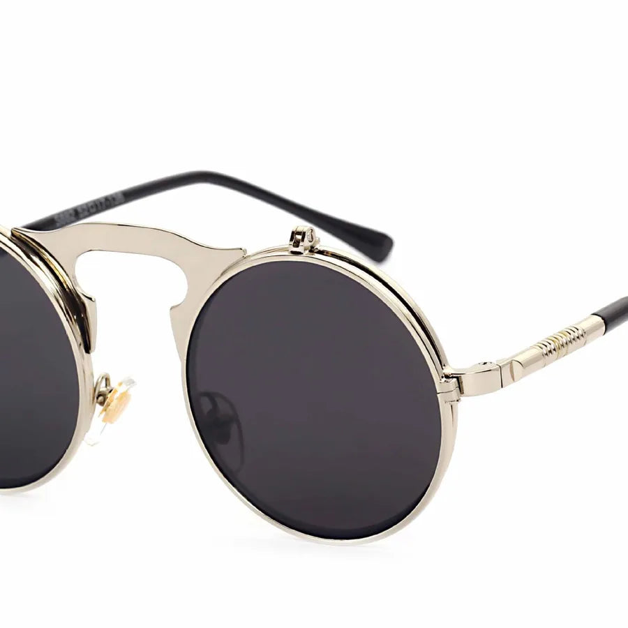 Punk Geometric Color Block Ac Round Frame Full Frame Men's Sunglasses