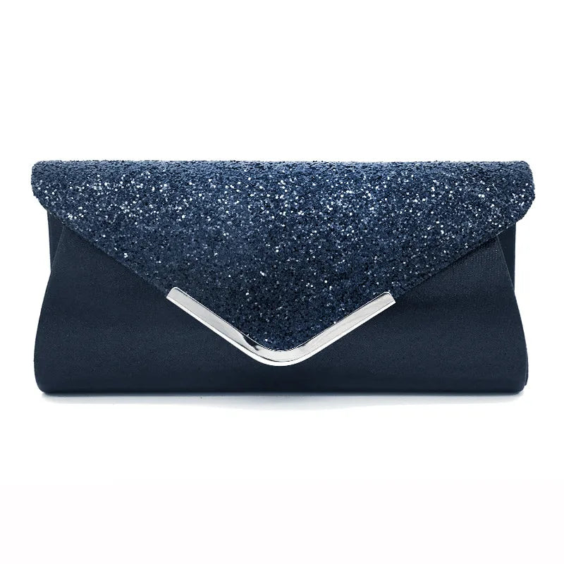 red light grey blue satin solid color sequins square evening bags