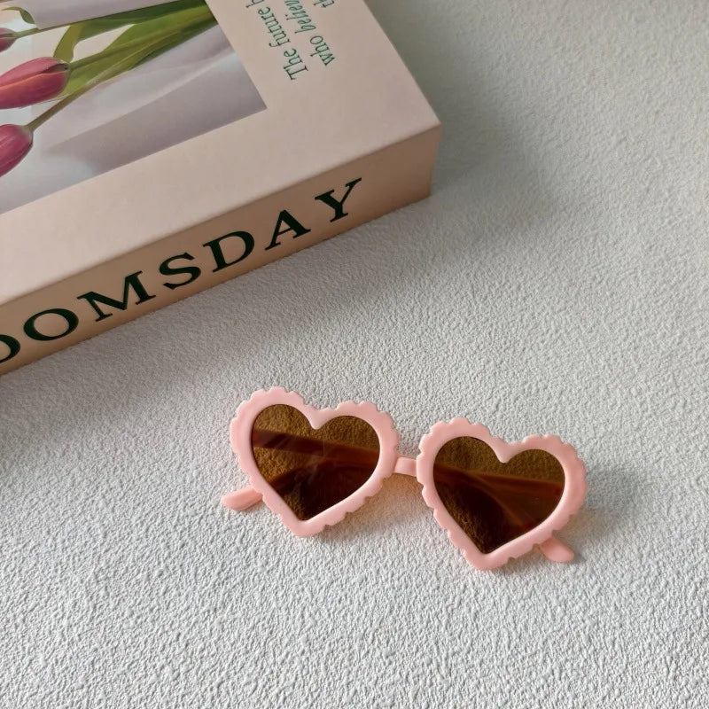 Sweet Simple Style Heart Shape UV400 Protection Resin Special-Shaped Mirror Full Frame Kids Sunglasses