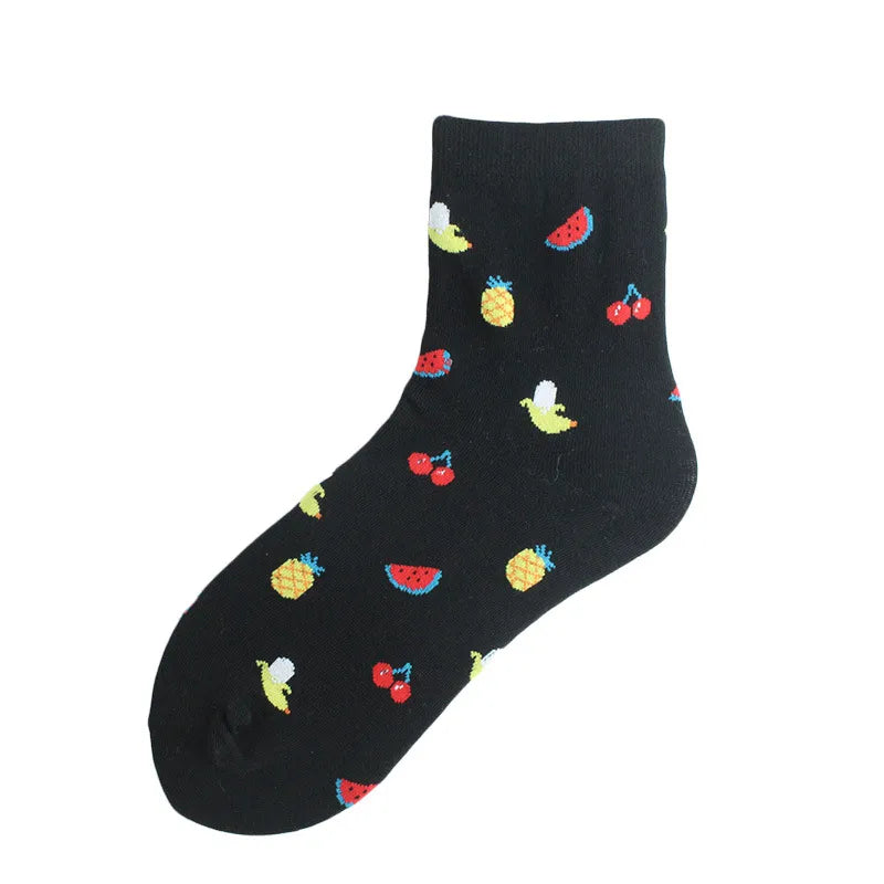 women's japanese style cartoon cotton jacquard crew socks a pair