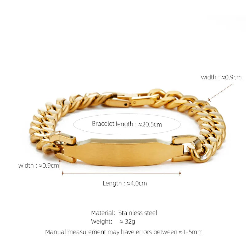 Hip-Hop Geometric 304 Stainless Steel Plating Men's Bracelets Men Chain Bracelets