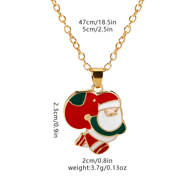 Christmas Elements Deer Santa Claus Alloy Pendant Necklace Christmas Socks Drop Oil Bell Pendant Best Friend Jewelry