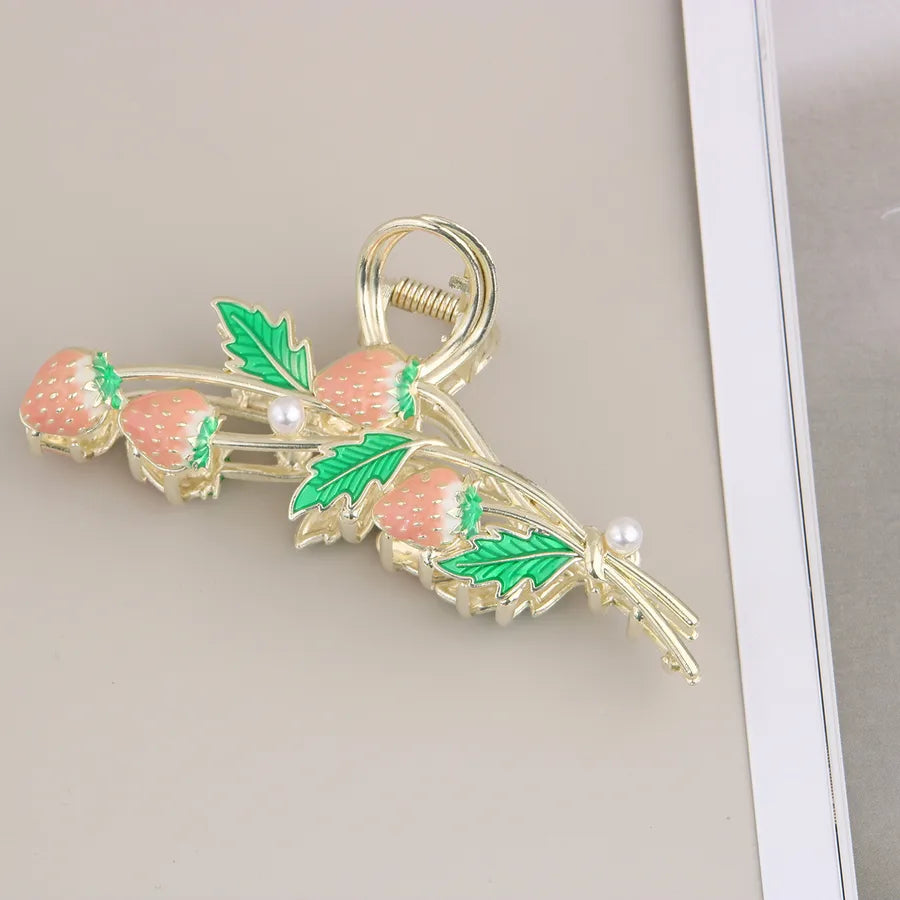 simple style New style sunflower tulip grain imitation pearl alloy inlay rhinestones hair claws