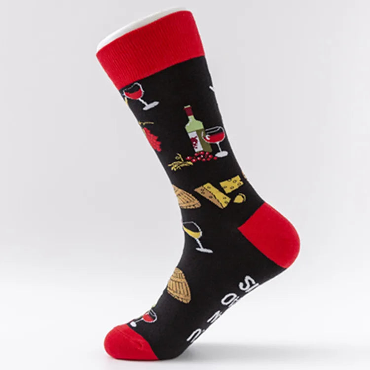 men's fashion color block cotton jacquard ankle socks