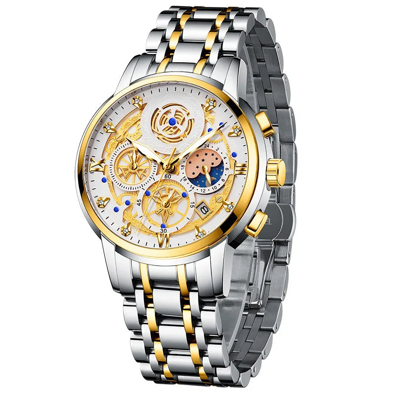 Elegant Color Block Butterfly Double Snap Quartz Watch Men's Watches