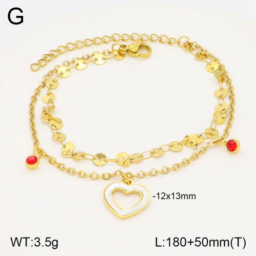 Casual Elegant Cross Moon Heart Shape 304 Stainless Steel 18K Gold Plated Rhinestones cable chain Bracelets In Bulk