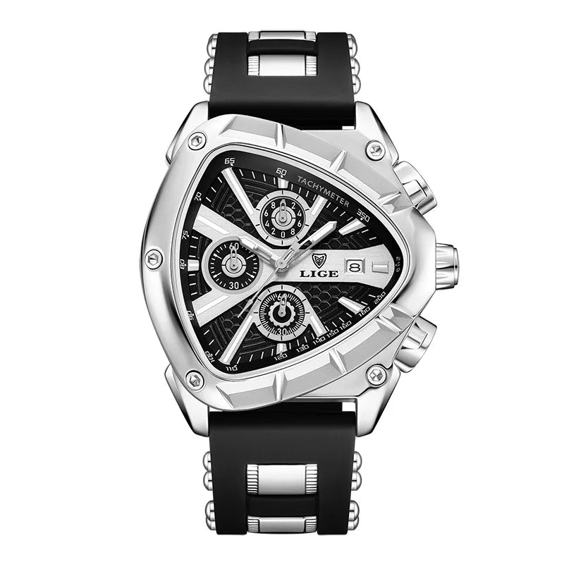 LIGE/LIGE  new personalized polygon men's multi-waterproof luminous calendar watch