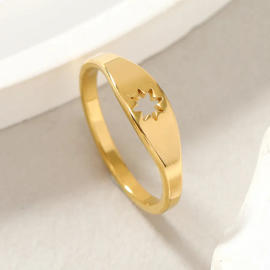 new fashion simple ring non-fading creative cutting hollow six-pointed star stainless steel ring jewelry factory