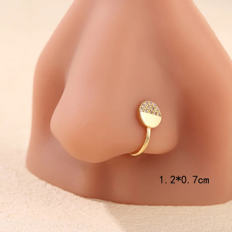 1 Piece Nose Rings & Studs Cute Wedding Pastoral Animal Bow And Arrow Heart Shape Copper Brass Plating Zircon 18K Gold Plated Nasal splint Nose Ring