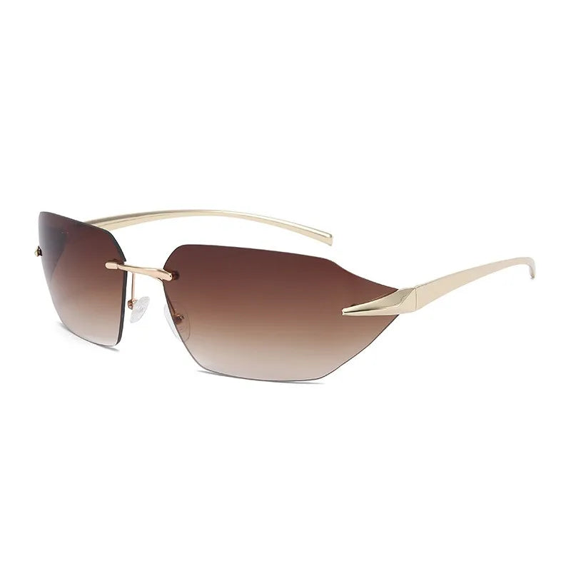 Y2K Punk Solid Color Pc Special-Shaped Mirror Frameless Men's Sunglasses