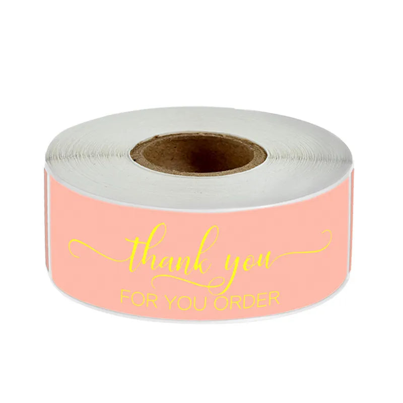 pink black blue white bronzing thank you sticker gift label