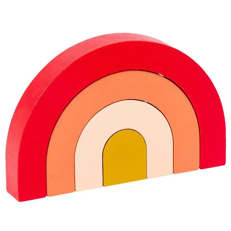 Wooden Rainbow Arch Bridge Semi-Circular Building Blocks Rainbow Display Piece Curved Board Colorful Shape Rainbow Man Stacking Toy