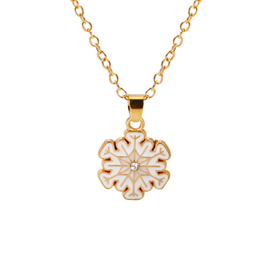 Christmas Themed Alloy Pendant Necklace With Bell Snowflake Design Geometric Pattern For Men And Women Christmas Tree Santa Claus Deer Stick