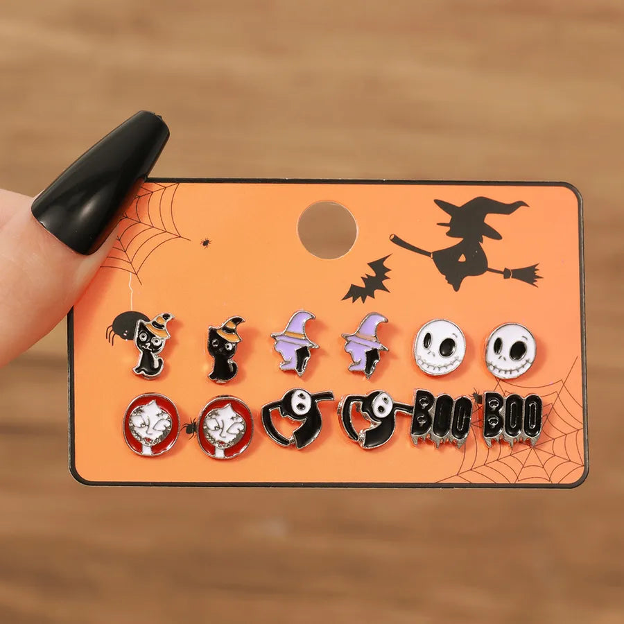 Halloween Horror Atmosphere Spider Pumpkin Skull Ear Cuff Combo Festive Ear Studs Set Unisex Original Design Alloy Jewelry