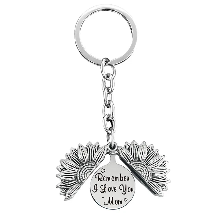 1 piece retro letter plant flowers metal plating keychain