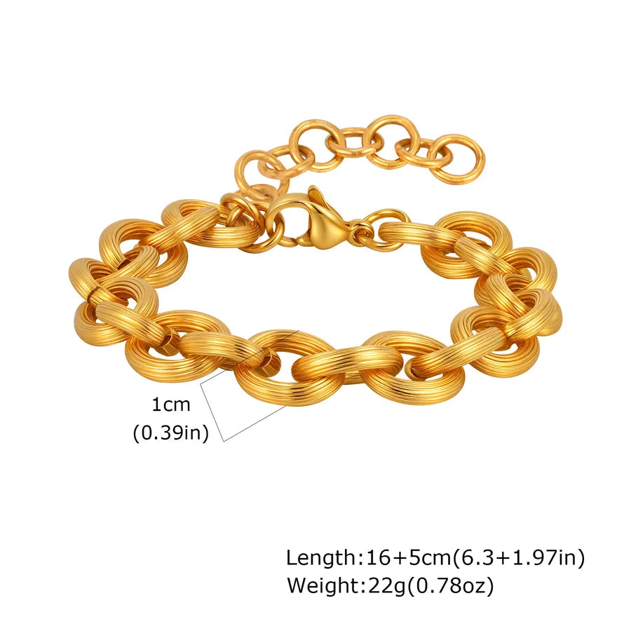Hip-Hop Punk Simple Style Geometric 201 Stainless Steel 18K Gold Plated Handmade Chain Bracelets In Bulk