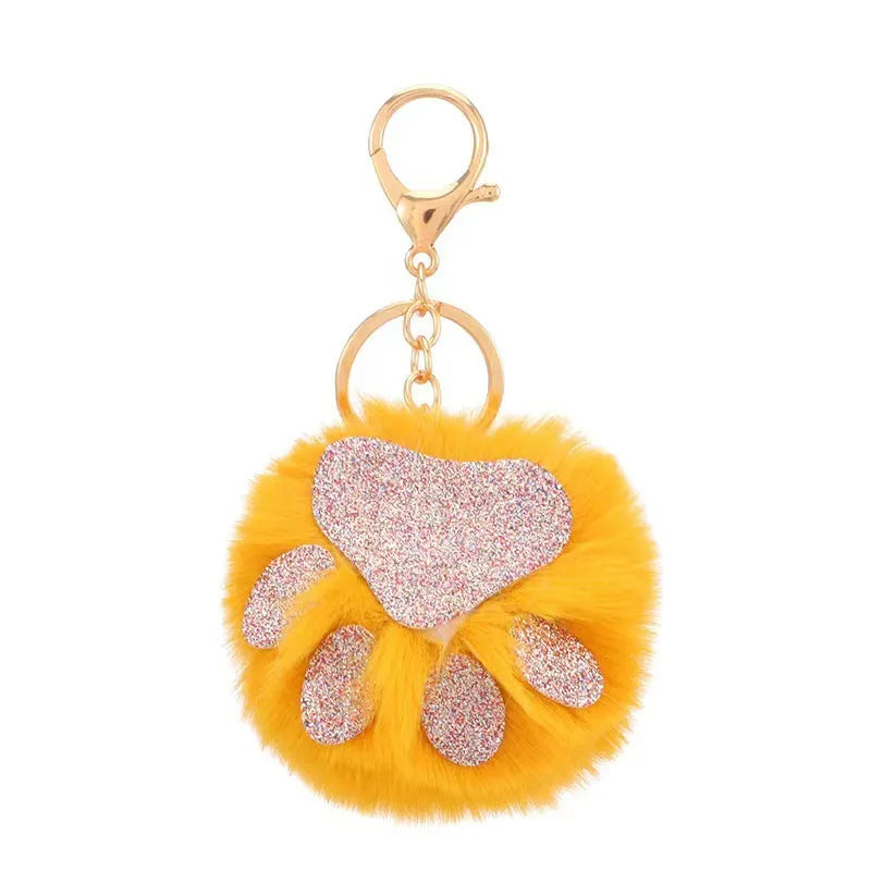 simple style color block alloy plush women's keychain