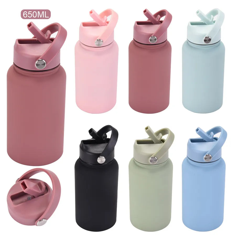casual solid color stainless steel water bottles