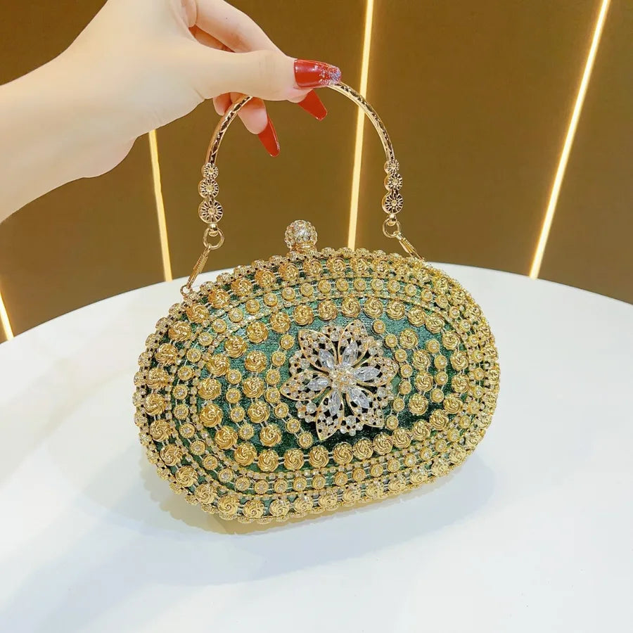 Customized Diamond Evening Bag Women's Wallet Crossbody Shell Shape Polyester Fiber Stripe Pattern Fashionable Party Bag