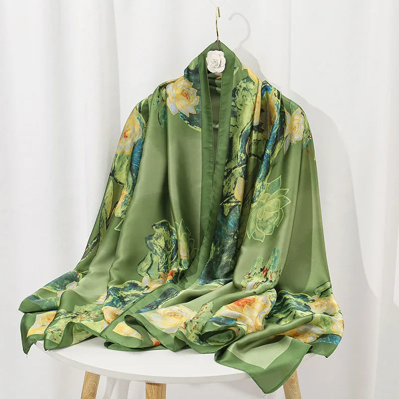 women's lady flower cloud brocade printing scarf