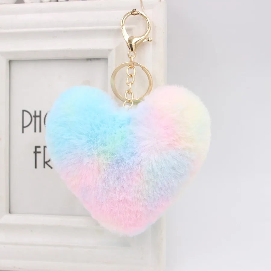 1 piece sweet heart shape alloy plush plating keychain