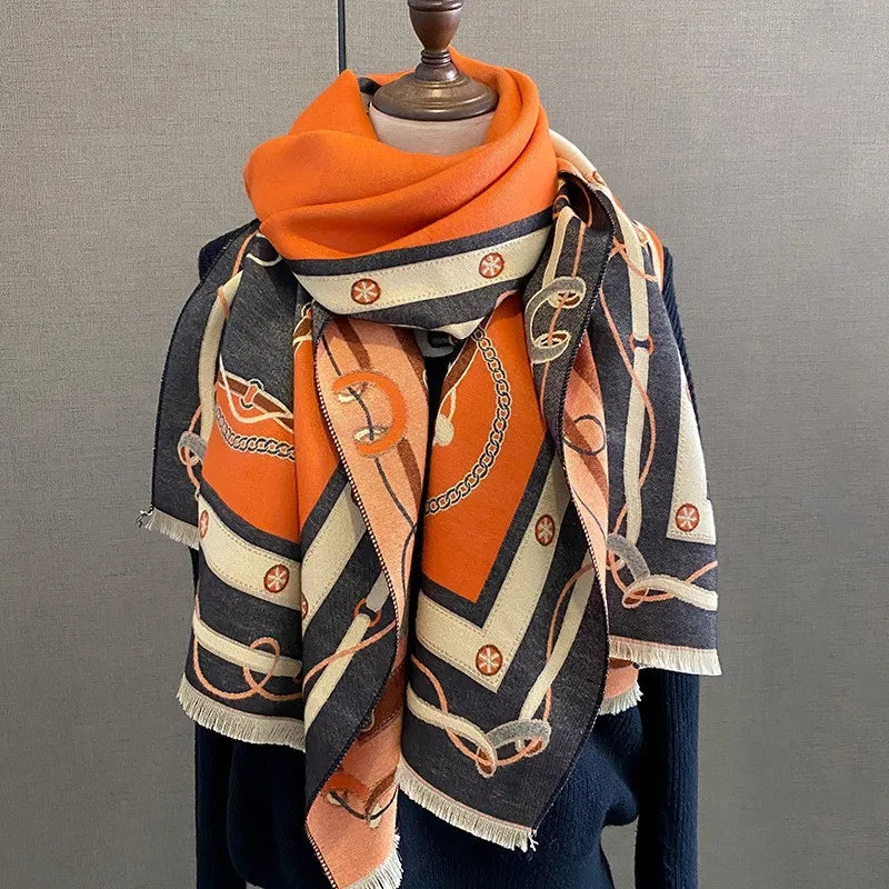 Unisex Basic Color Block Flower Acrylic Scarf