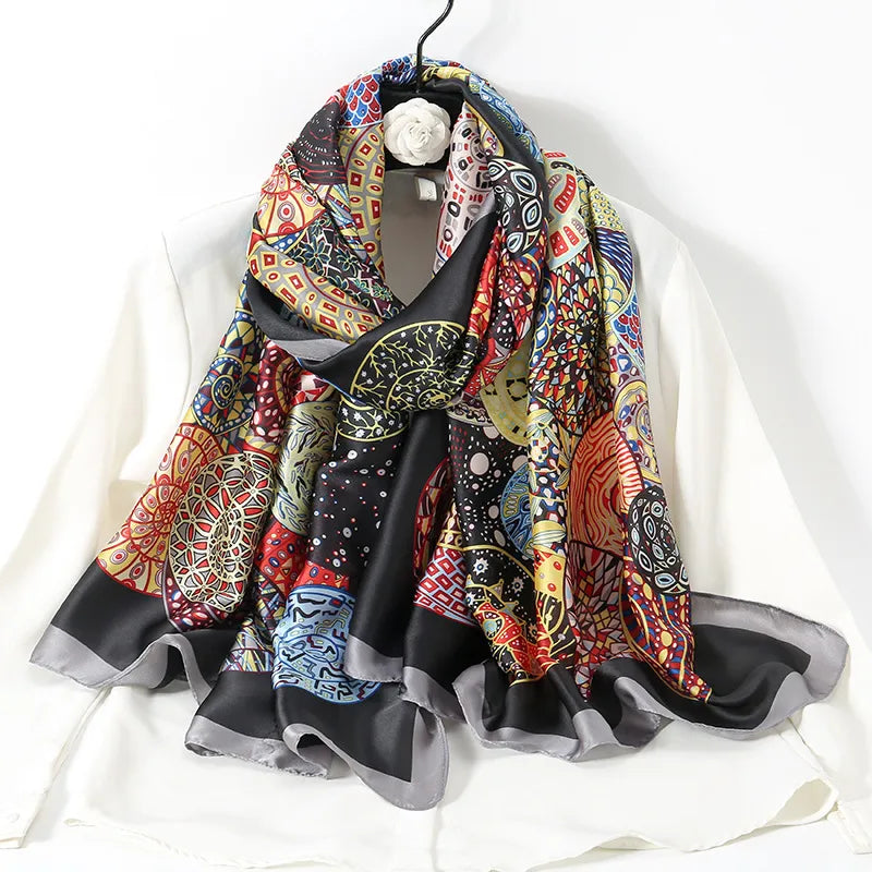 women's lady flower cloud brocade printing scarf