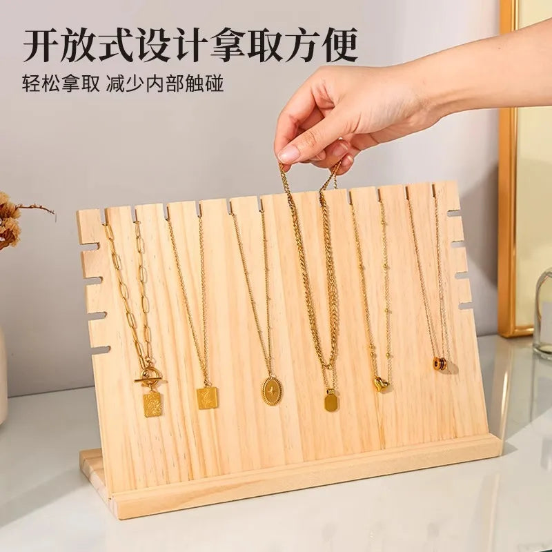 Premium Solid Wood Jewelry Display Stand Pendant Bracelet Vertical Detachable Accessory Board Gemstone Fashion Artistic Props