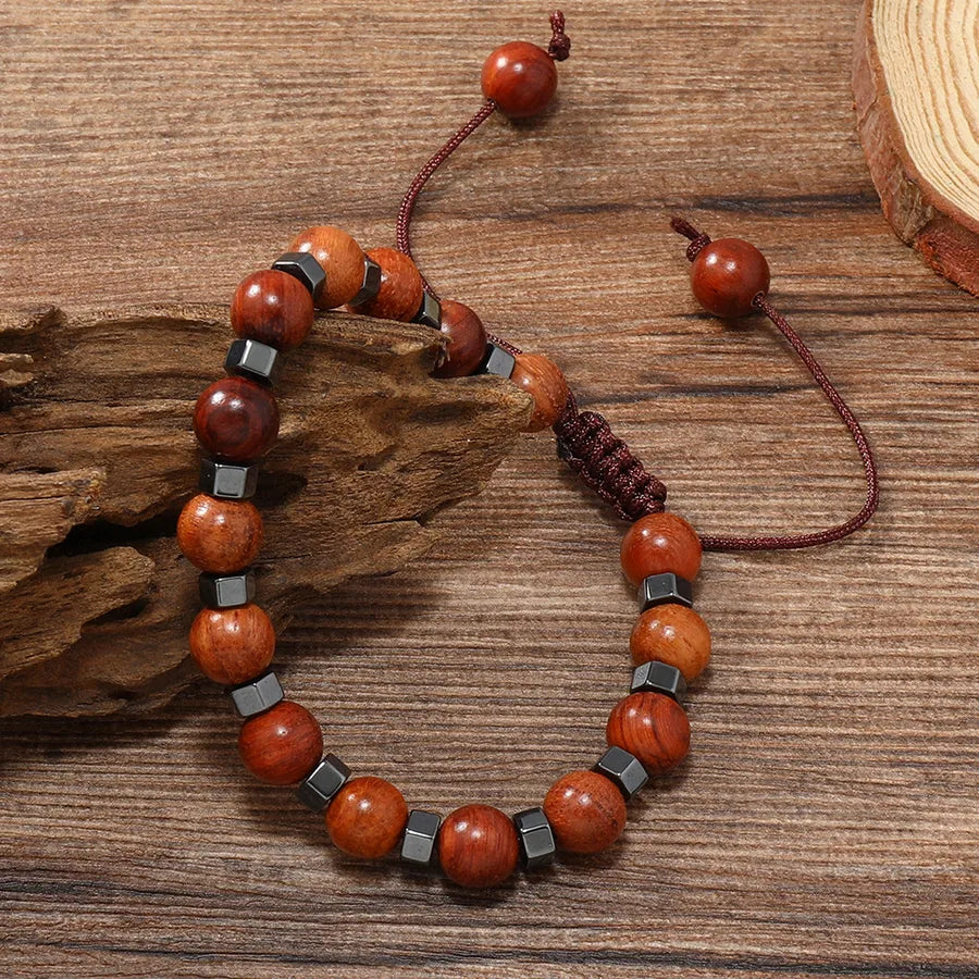 Retro Geometric Glass glass rope Braid Men's Bracelets 1 Piece