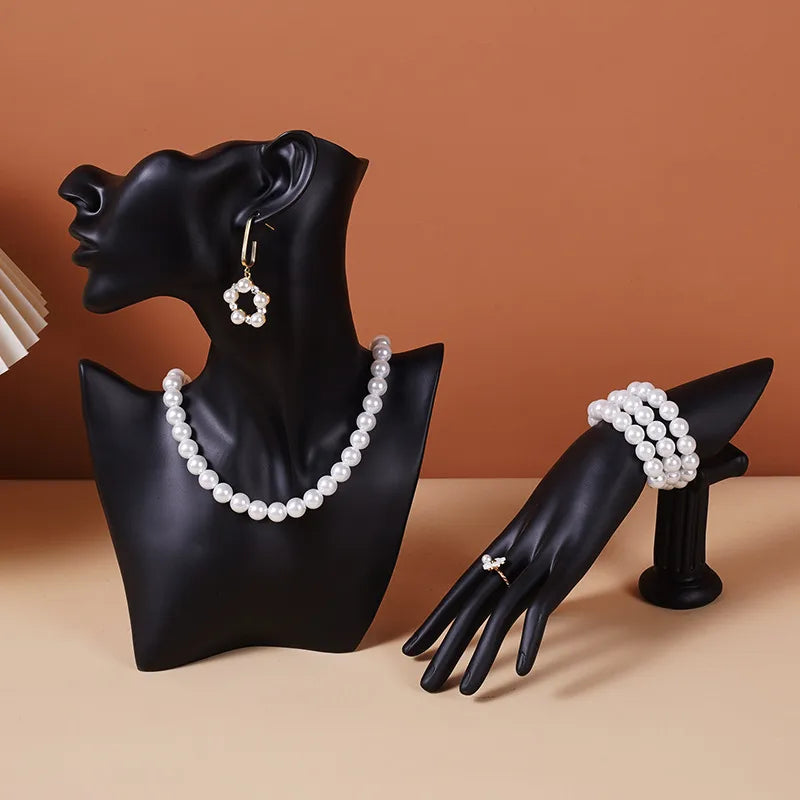 Resin Jewelry Display Stand Necklace Bracelet Earring Model Holder Premium Feel Integrated Design Hand Touch Pattern