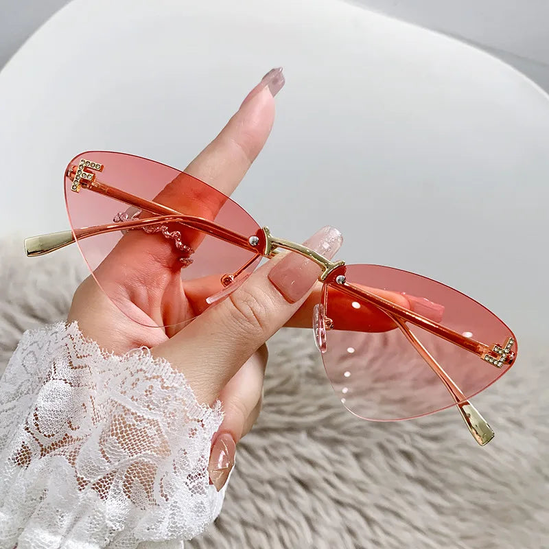 Basic Simple Style Solid Color Ac Cat Eye Frameless Women's Sunglasses
