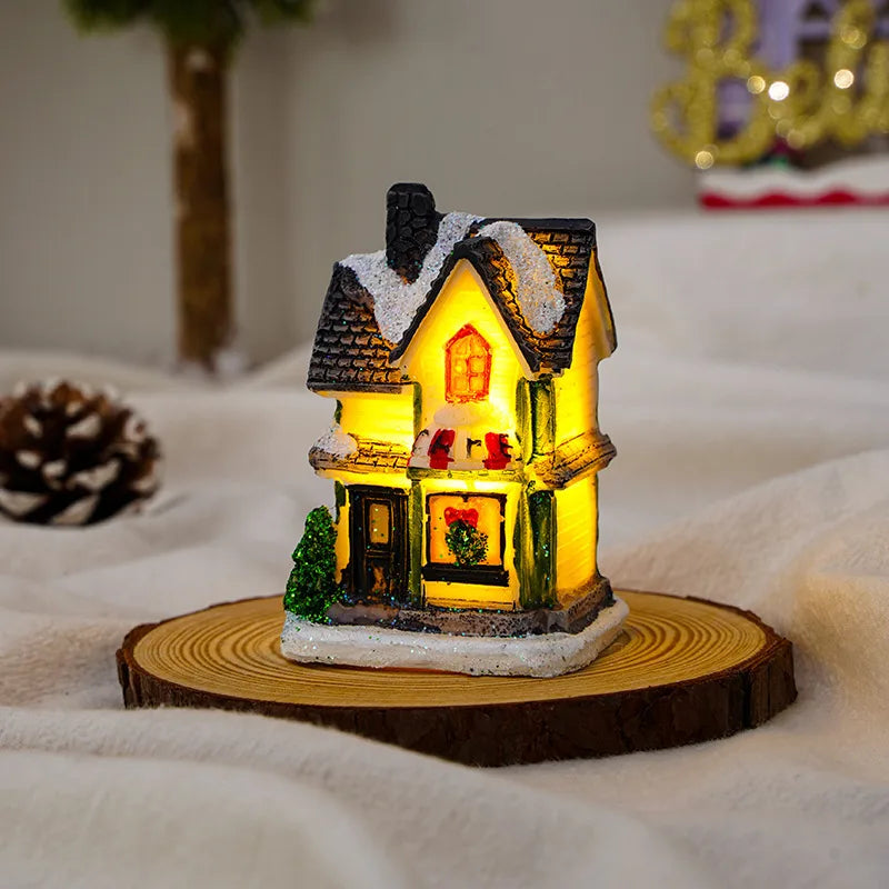 Christmas Vintage Style House Resin Daily Festival Ornaments