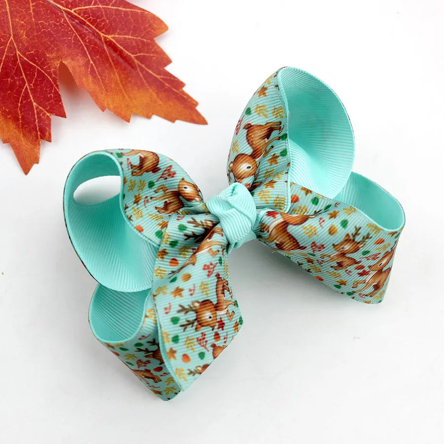 Halloween Thanksgiving Double Layer Bow Knot Pumpkin Ghost Themed Children's Hair Accessories Customizable Fall Season