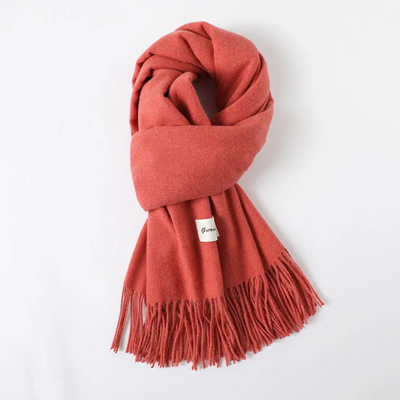 women's simple style solid color imitation cashmere scarf