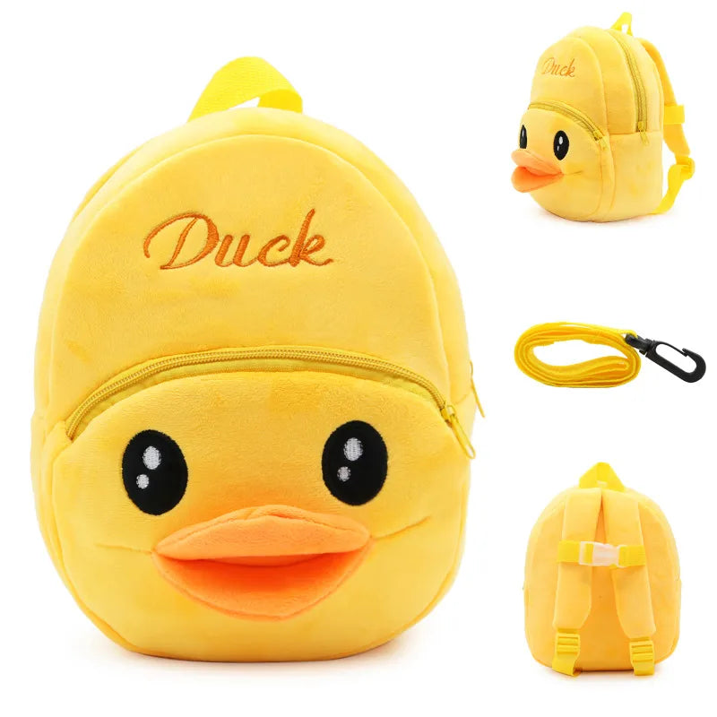Unisex Small Plush Animal Cartoon Cute Square Zipper Fashion Backpack
