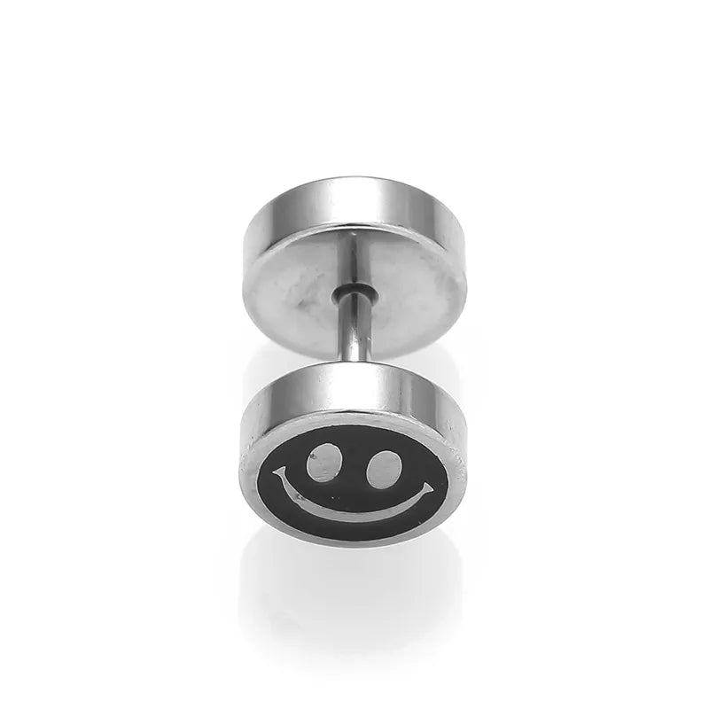 1 Piece Halloween Nordic Style Gothic Hip-Hop Smile Face Star Skull Polishing 316L Stainless Steel  Ear Studs