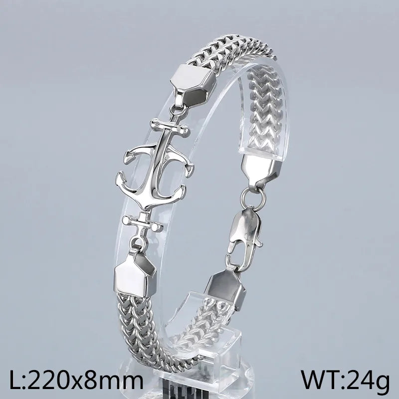 Simple Style Anchor 304 Stainless Steel Patchwork 18K Gold Plated Men's Bracelets