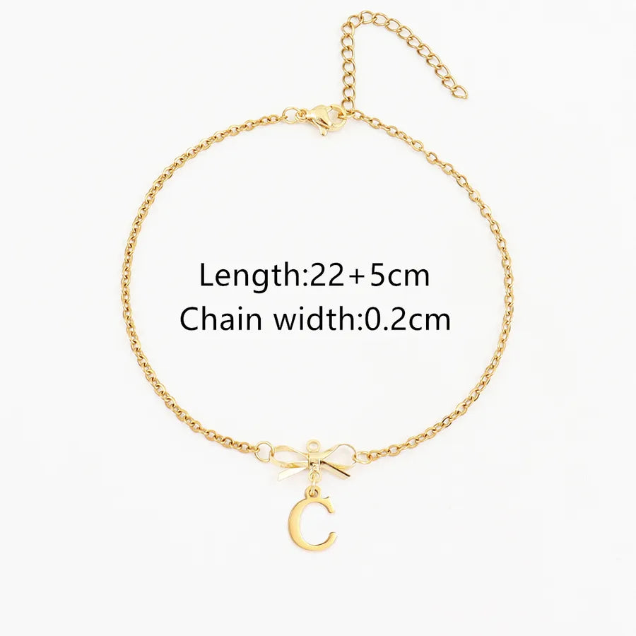 Wholesale Jewelry Elegant Simple Style Classic Style Letter Bow Knot 201 Stainless Steel 304 Stainless Steel Copper Anklet