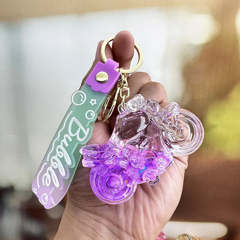 cartoon style motorcycle arylic women's bag pendant keychain