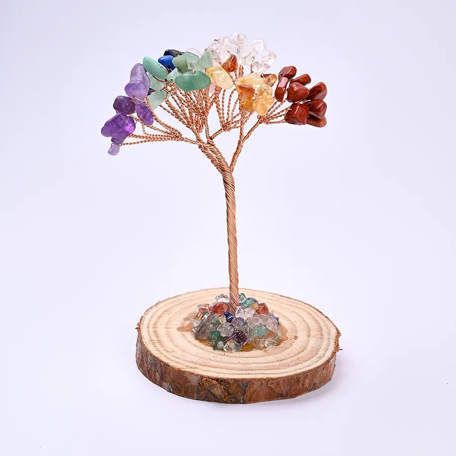 Elegant Handmade Simple Style Tree Natural Gemstone solid wood copper wire Ornaments Artificial Decorations