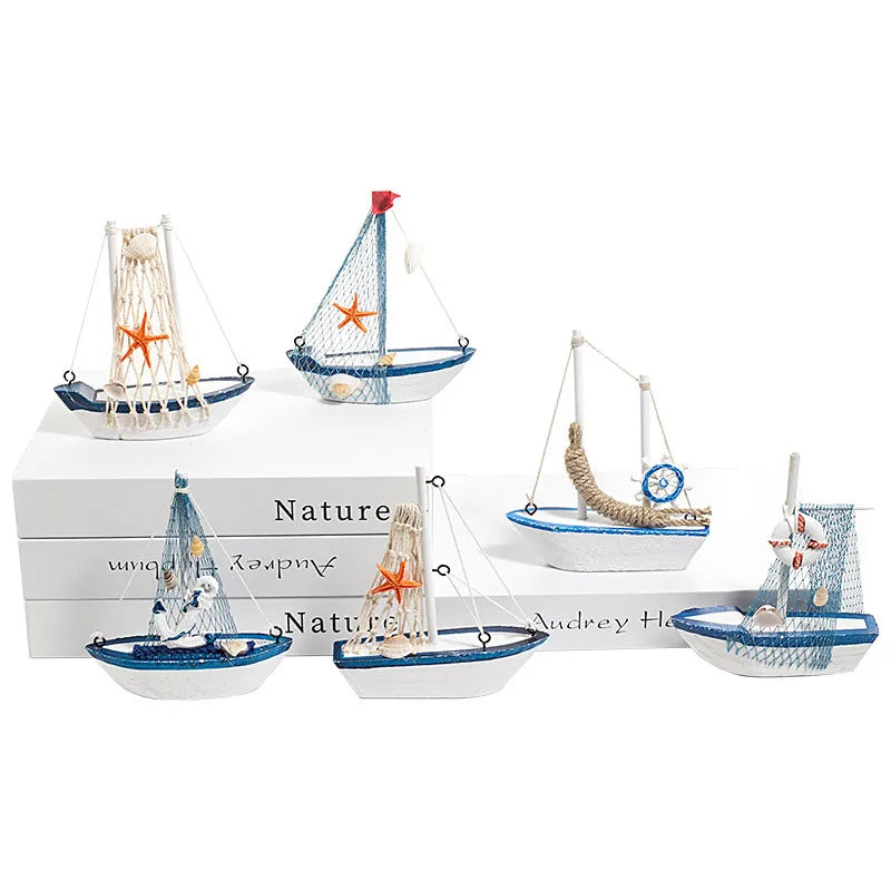 Marine Style Ship Wood Ornaments Artificial Decorations