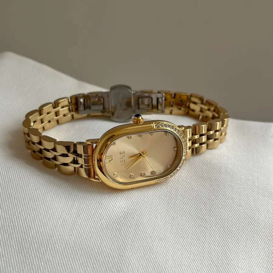 Casual Elegant Luxurious Oval Butterfly Double Snap Quartz Watch
