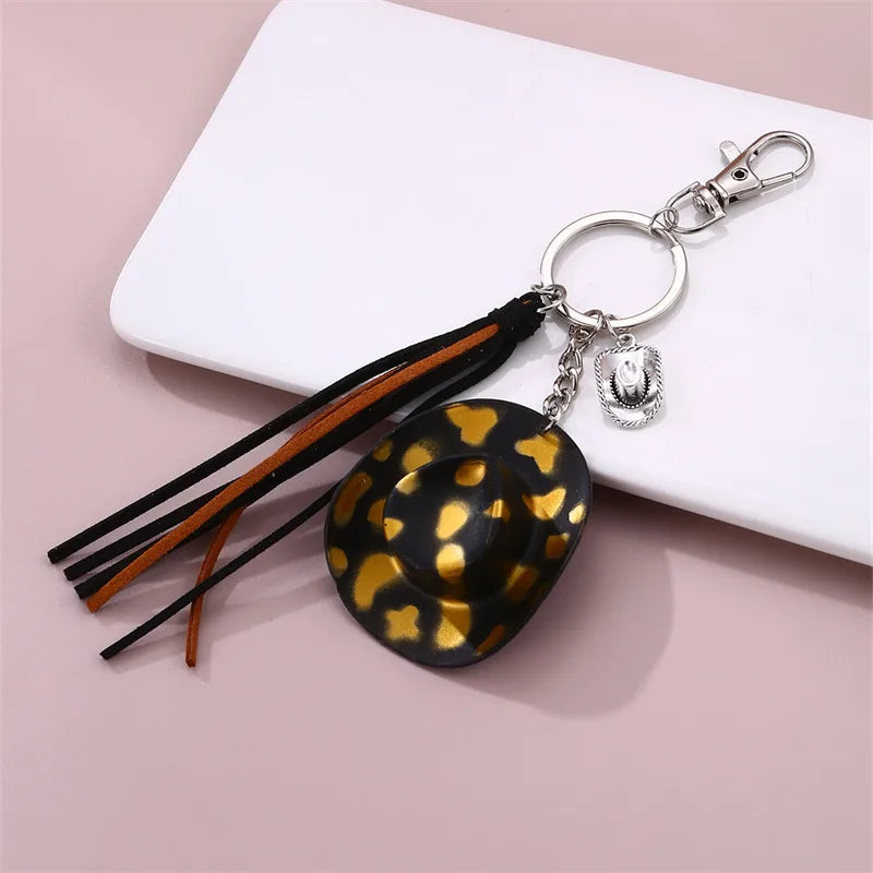 Casual Preppy Style Simple Style hat Alloy Plastic Tassel Bag Pendant Keychain