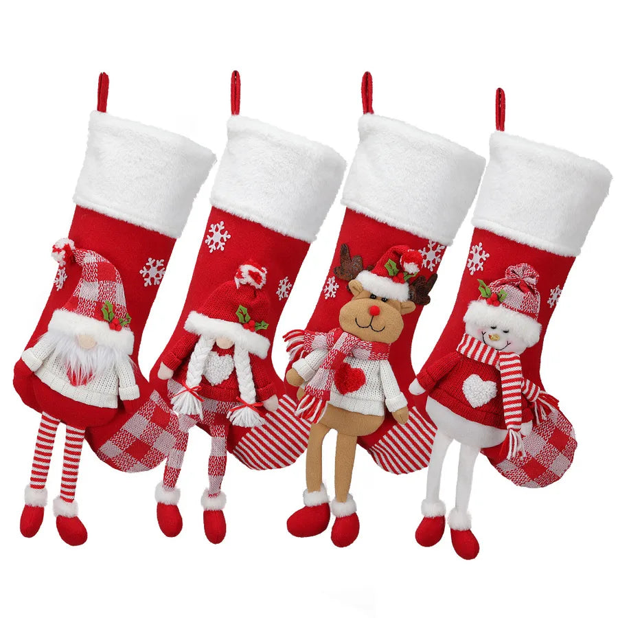 Modern Art Minimalist American Style Christmas Decorations Santa Snowman Reindeer Christmas Socks Christmas Tree Ornaments Gift Bag