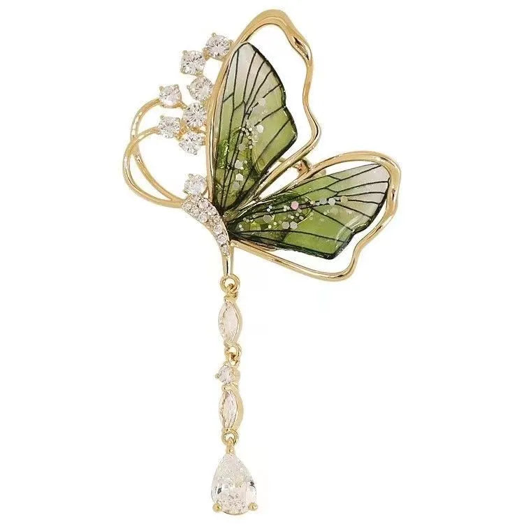 Green Chinese Style Brooch Pin Vintage High-End Tassel Creative Versatile Hanfu Cheongsam Embroidery Zinc Alloy Jewelry Accessory